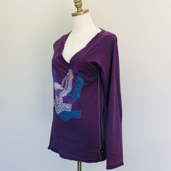 HARLEY DAVIDSON Pullover Long Sleeve Tee Purple Plus Size XXL - Picture 4 of 9